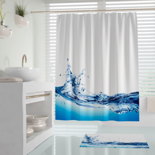 Digitaldruck Textil Duschvorhang 120x200 cm Wasserwelle inkl. Ringe